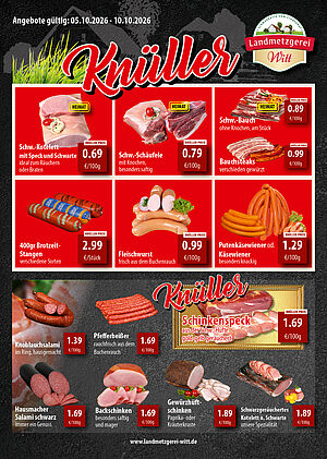 Eine Eine Aufstellung von verschiedenen Angeobten für die Kalenderwoche 41 für den Bereich Franken/ Rewe