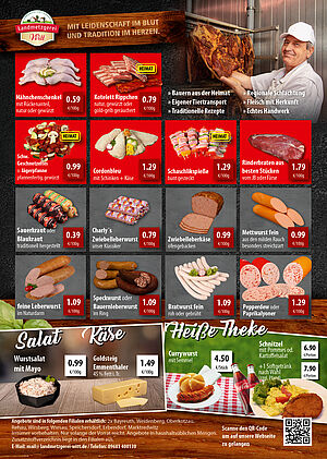 Eine Eine Aufstellung von verschiedenen Angeobten für die Kalenderwoche 38 für den Bereich Franken/ Rewe