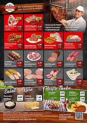 Eine Eine Aufstellung von verschiedenen Angeobten für die Kalenderwoche 40 für den Bereich Franken/ Rewe