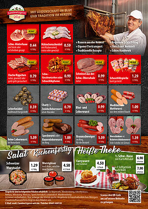 Eine Eine Aufstellung von verschiedenen Angeobten für die Kalenderwoche 41 für den Bereich Franken/ Rewe