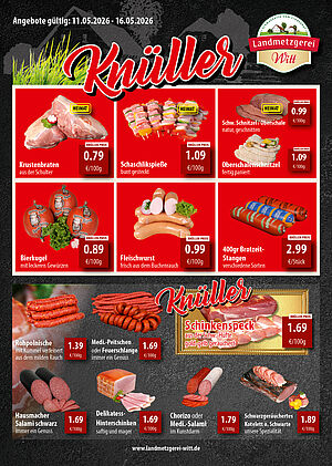 Eine Aufstellung von verschiedenen Angeobten für die Kalenderwoche 20 für den Bereich Franken und Rewe-Märkte