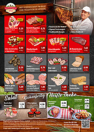 Eine Aufstellung von verschiedenen Angeobten für die Kalenderwoche 45 für den Bereich Franken und Rewe-Märkte